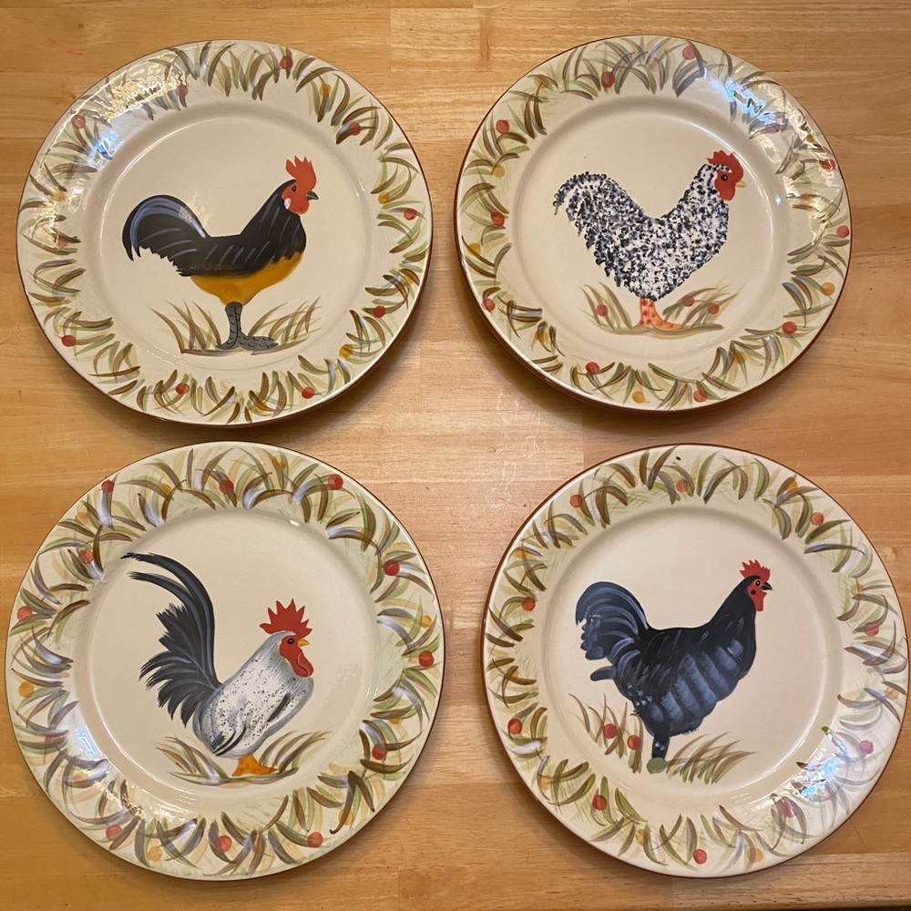Set of 4 Rooster plates